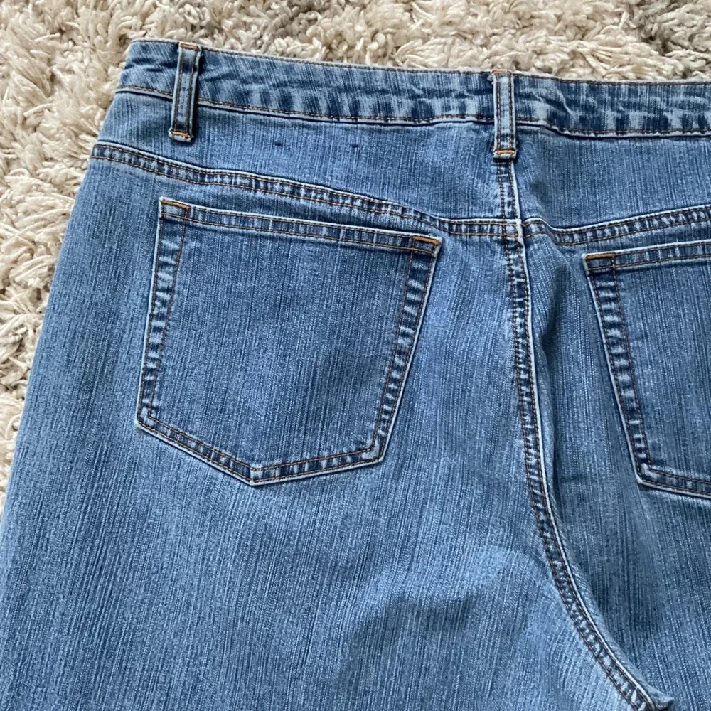 LA Blues Stretch‎ Medium Wash Straight Leg Capri Jeans 14P Blue Denim Mid Rise